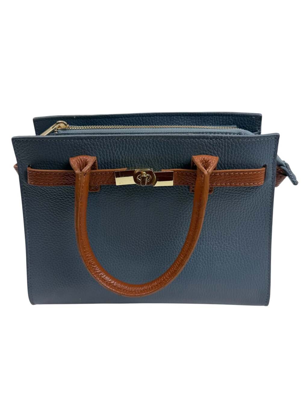 Borse in Pelle Italian Leather Tote Bag: Handmade Blue